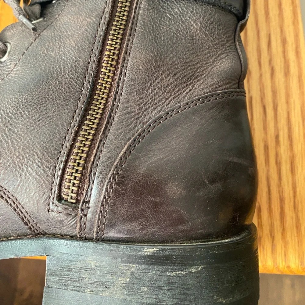 BANANA REPUBLIC Broderick Dark Brown Side Zip Buckle Cap Toe Lace Up Chukka 8‎